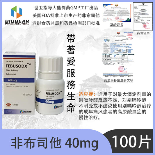 大熊制药 BIGBEAR  非布司他40mgFEBUSODX™M